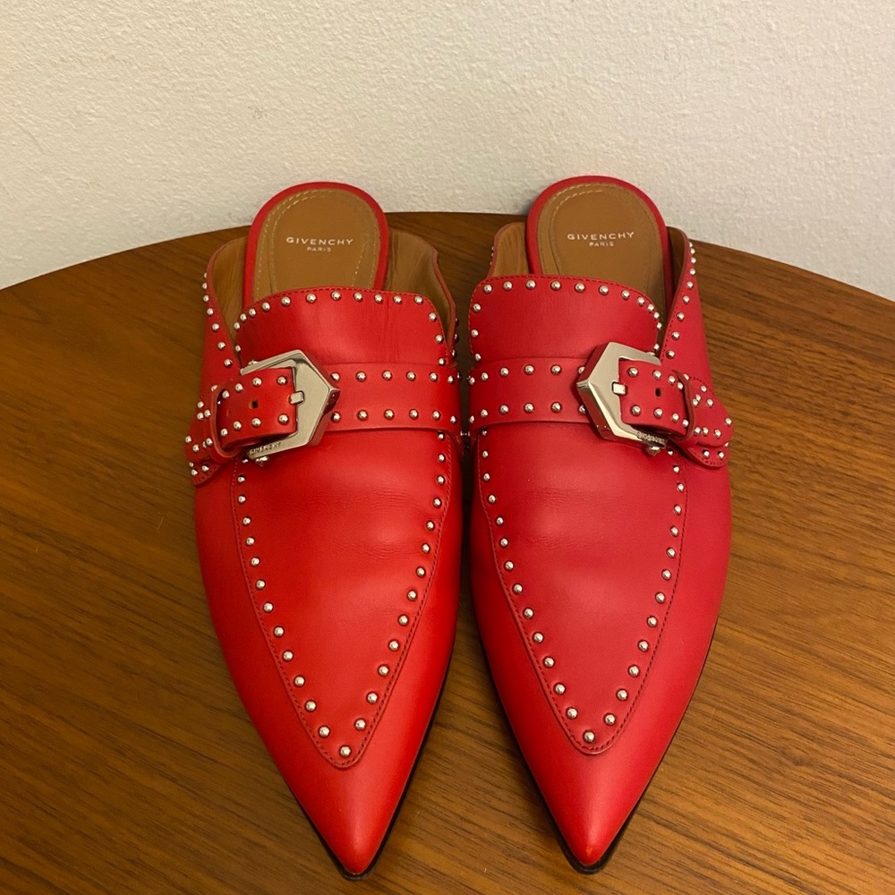 Givenchy Suede & Leather Studded Mules